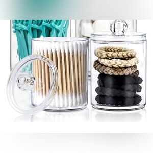 New In Box-Two-Pack Clear Plastic 2.7” x 4.1” Jars w/Lids